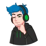 🤔 мультфильм, персонаж, наушники, размышление, портрет telegram sticker
