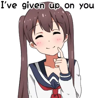 😇 I've given up on you anime, girl, twintails, school uniform, sarcastic, expression, attitude telegram sticker