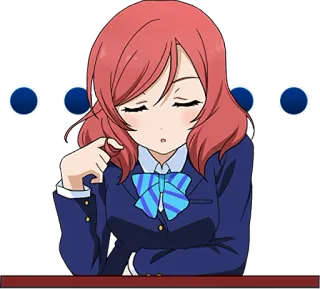 🤔 Maki Nishikino Love Live! Anime, Manga, Mundur szkolny, śpiący, Maki, Love Live, słodki telegram sticker