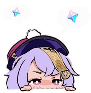 ☹️ Qiqi Genshin Impact Qiqi, Genshin Impact, anime, videogame, schattig, paars haar telegram sticker
