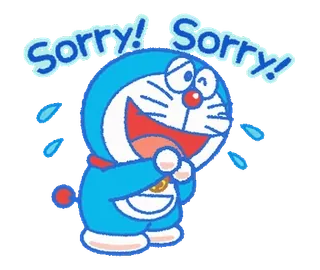 💨 Doraemon Sorry! Sorry! Doraemon, Anime, Kreskówka, Przepraszam, Przeprosiny, słodki, płacz, niebieski whatsapp sticker