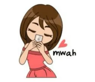 💋 mwah cartoon, girl, kiss, love, cute telegram sticker