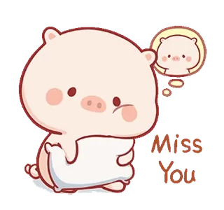 ⭐ Miss You pig, cute, animal, kawaii, love, cartoon whatsapp sticker