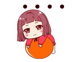 😕 Chibi, Schattig, Anime stijl, Bal, Rood haar, Cartoon telegram sticker