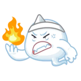 😡 스티커, 불, 화난, 만화, 유령, 흰색, 캐릭터 telegram sticker