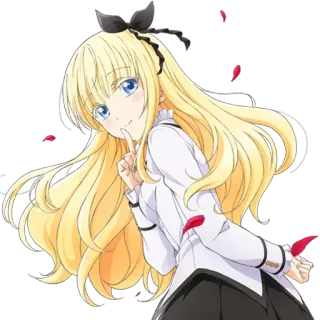 🤫 ragazza anime, capelli biondi, fiocco, carina, personaggio, femmina, anime telegram sticker