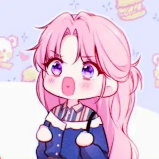 🎟 Kreskówka, Anime, Manga, Słodkie, Różowe włosy, Chibi telegram sticker