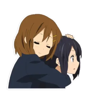 ❤ Anime, Dễ thương, Bạn bè, Ôm, Cô gái, Hoạt hình telegram sticker