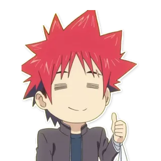 👍 anime, cartoon, character, thumbs up, red hair telegram sticker