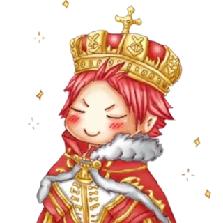 😊 rei, coroa, cabelo ruivo, realeza, desenho animado, personagem telegram sticker