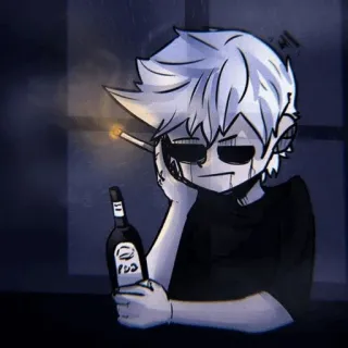 🚬 Алкоголь, Курение, Мультфильм, Грустный, Сигарета, Бутылка telegram sticker