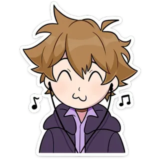 🎧 cartone animato, anime, musica, cuffie, adesivo, carino, felice telegram sticker