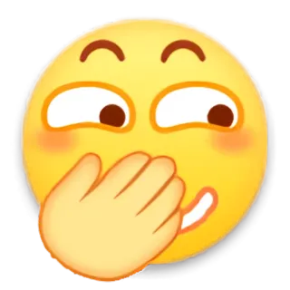 😁 Emoji, Uśmiech, Nieśmiały, Rumienić się, Dłoń, Zakrywanie ust telegram sticker