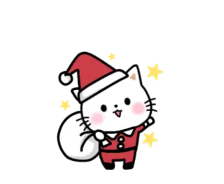 🎃 кот, рождество, санта, мультфильм, праздничный, милый, праздник whatsapp sticker