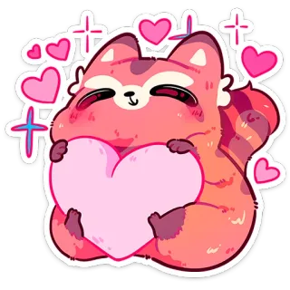 ☺️ guaxinim, coração, fofo, amor, animal, desenho animado, adesivo, rosa whatsapp sticker