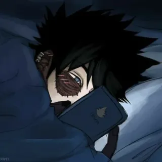 🚬 Dabi My Hero Academia anime, My Hero Academia, Dabi, nhân vật, ngủ, giường, điện thoại whatsapp sticker