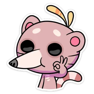 👌 animal, cartoon, cute, character, ring-tailed cat, illustration, sticker whatsapp sticker