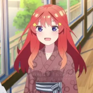 ☕️ The Quintessential Quintuplets 五等分の花嫁 Anime, Garota, Yukata, Japonês, Personagem telegram sticker