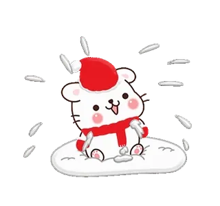 ❄ dibujos animados, oso, navidad, nieve, lindo, fiesta whatsapp sticker
