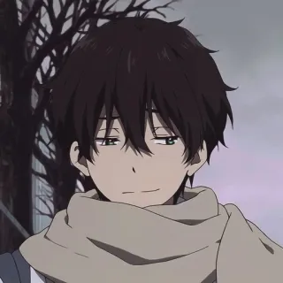 📜 anime, character, scarf, portrait, boy, winter, manga telegram sticker