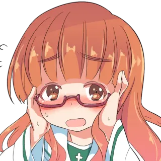😳 Anime, Mädchen, besorgt, Brille, süß, ängstlich whatsapp sticker