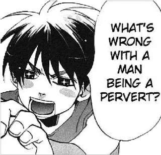 👊 WHAT'S WRONG WITH A MAN BEING A PERVERT? Mangá, Anime, Pervertido, Pergunta telegram sticker