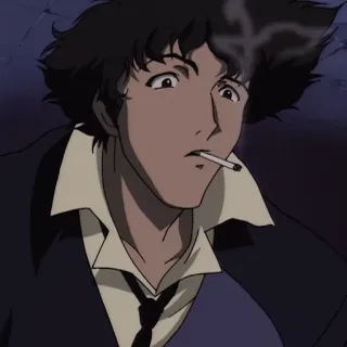 🚬 Spike Spiegel Cowboy Bebop Anime, Cigarro, Personagem, Fumar, Legal, Retro, Espaço, Caçador de recompensas whatsapp sticker