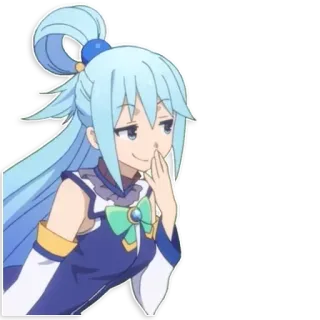 😅 Aqua Anime, Ragazza, Divertente, Carino, Capelli azzurri, Sorrisetto whatsapp sticker