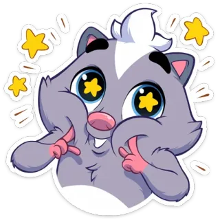 🤩 cartone animato, animale, gatto, stelle, carino, adesivo telegram sticker
