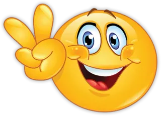 ✌ emoji, peace, peace sign, yellow, cartoon telegram sticker