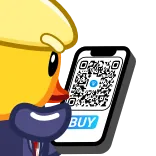 🍔 BUY duck, qr code, buy, mobile phone, cartoon telegram sticker