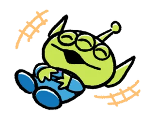 😘 Alien Toy Story 외계인, 토이 스토리, 디즈니, 픽사, 만화, 귀여운, 초록색, 세 눈 telegram sticker