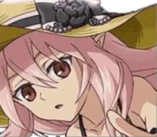 😯 Anime, Elf, Frau, Pinke Haare, Cartoon telegram sticker