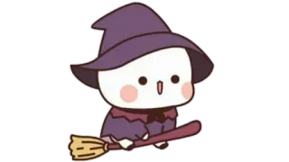 🫖 penyihir, sapu, halloween, imut, kartun, sihir telegram sticker