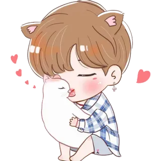 😘 Chibi, Cartoon, Katze, Süß, Anime, Herzen, Kawaii, Illustration telegram sticker