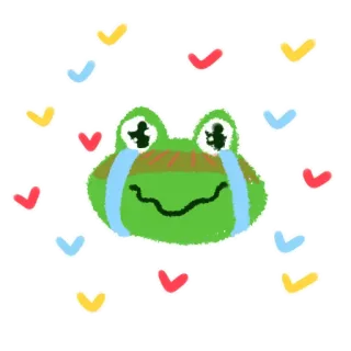 🥹 rana, piangere, triste, emozione, spunte, lacrime, illustrazione whatsapp sticker
