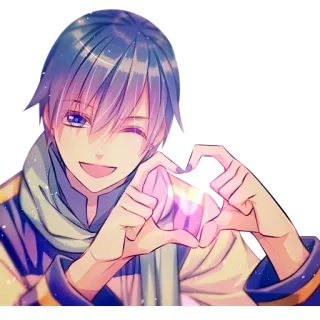 💖 Kaito Anime, Vocaloid, Trái tim, Dễ thương, Kawaii, Nhân vật telegram sticker
