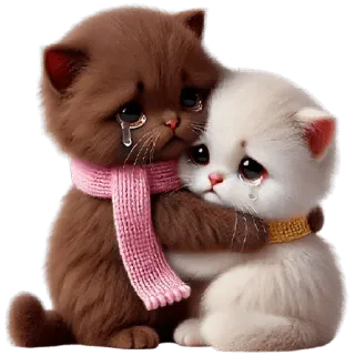 😩 gatos, triste, chorando, abraçando, amizade, desenho animado, emoções, fofo telegram sticker