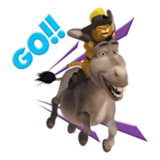🐎 Puss in Boots Shrek GO!! 猫, 驴, 动画, 电影, 卡通 telegram sticker
