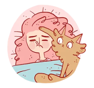 😵 кот, больной, грустный, сон, иллюстрация telegram sticker