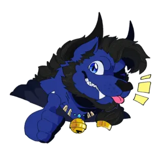 👍 Furry, Antropomorf, Wolf, Dier, Sticker, Cartoon, Blauw, Hondachtig telegram sticker