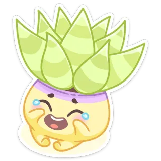😂 растение, суккулент, мультфильм, милый, каваий, наклейка whatsapp sticker