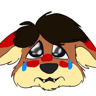 😢 sedih, menangis, air mata, furry, kartun, binatang whatsapp sticker