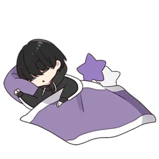 😴 Anime, Carino, Dormire, Letto, Chibi, Cartone animato telegram sticker