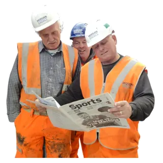 🤓 Sports
Man VS
The Machine workers, construction, newspaper, men, reading, hardhats telegram sticker