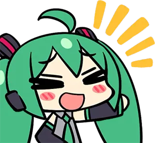 😆 Hatsune Miku Аниме, Вокалоид, Милый, Каваий, Восторженный, Hatsune Miku telegram sticker