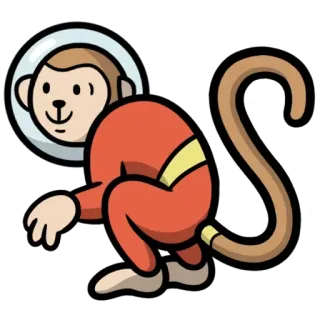 🧑‍🚀 Affe, Astronaut, Tier, Weltraum, Cartoon telegram sticker