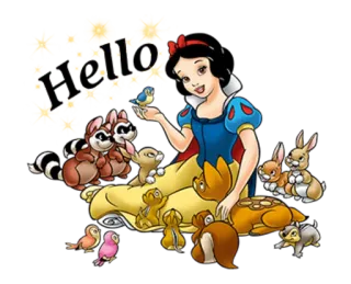 🙋 Snow White Hello disney, princess, animals, cartoon, friendly telegram sticker