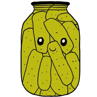 😄 pepinillo, comida, tarro, mono, kawaii, dibujos animados telegram sticker