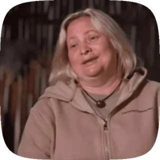 😃 Canning Downs mujer, retrato, pelo rubio, mediana edad, sonriendo telegram sticker